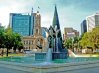 The 3 Rivers Fountain located at the Southern End of Victoria Square was designed by John Dowie, and represents the 3 rivers that flow through the Adelaide region.